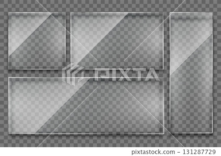 set of glossy glass frame background with shiny effect 131287729