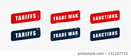 set of grungy tariff trade war symbol design set of grungy tariff trade war symbol design 131287735