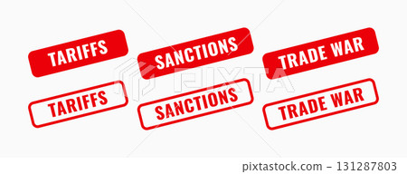 set of tariffs trade war sanction sign design set of tariffs trade war sanction sign design 131287803