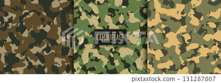 set of three military camouflage pattern background 131287807