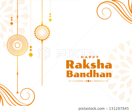 simple raksha bandhan greeting white background design 131287845