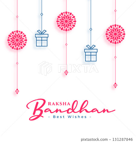 simple raksha bandhan white background with hanging giftbox 131287846