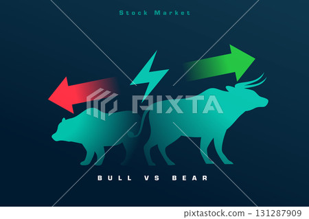stock exchange market trade bull vs bear concept stock exchange market trade bull vs bear concept 131287909