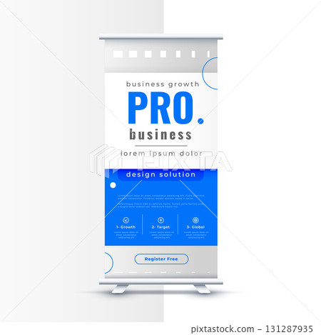 stylish roll-up standee page layout for company exhibition stylish roll-up standee page layout for company exhibition 131287935