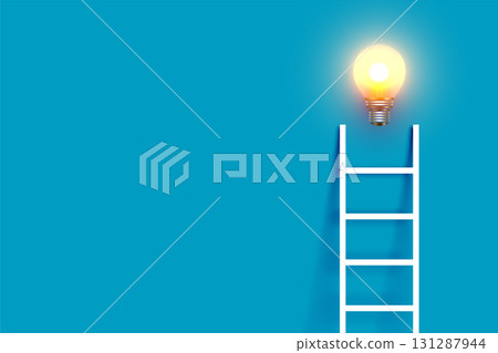 Success concept with clean ladder and glowing light bulb vector design 131287944