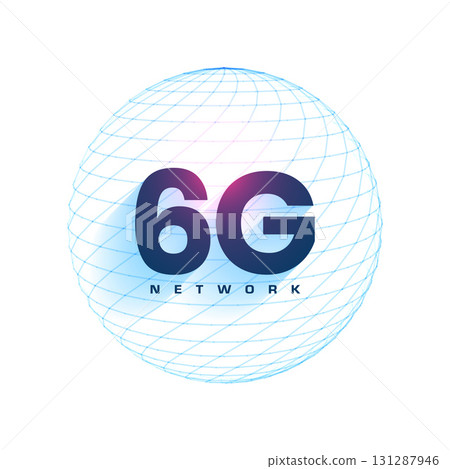 super fast 6g network worldwide mesh wire white background 131287946