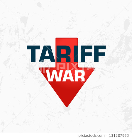 tariff war symbol with declining red arrow tariff war symbol with declining red arrow 131287953