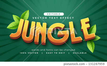 text effect style jungle with leaves design text effect style jungle with leaves design 131287959