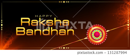 traditional raksha bandhan wishes banner with colorful rakhi 131287994