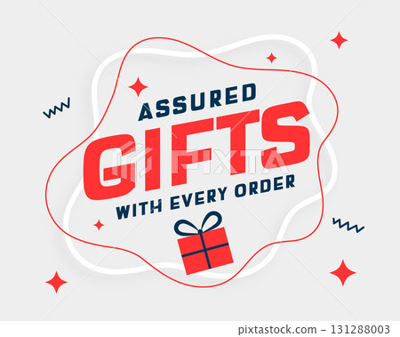 trendy assured free gifts promo background for web or retail store 131288003