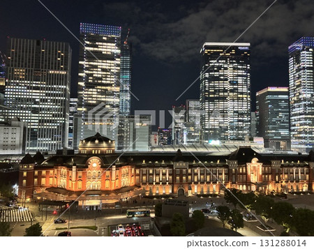 Illuminated skyscrapers at night Illuminated skyscrapers at night 131288014