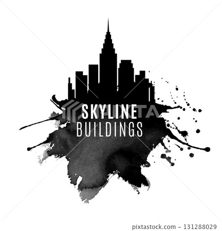 urban town skyline building with splatter effect 131288029