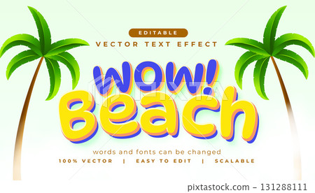 wow beach text effect in modern style 131288111