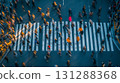 Crowds crossing the street and the dynamism of the city 131288368