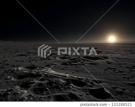 Martian Sunset: A Dusty Horizon on the Red Planet 131288521