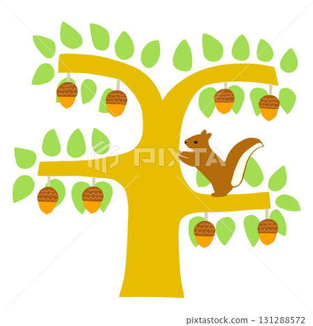 Acorn tree and squirrel 131288572