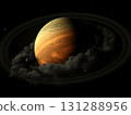 Ringed Gas Giant Exoplanet with Atmospheric Clouds and Moons 131288956