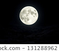 Full Moon Rising Over a Dark, Rugged Landscape 131288962