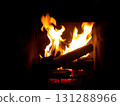 Warm Hearth Glow: Rustic Fireplace Comfort and Cozy Evening 131288966