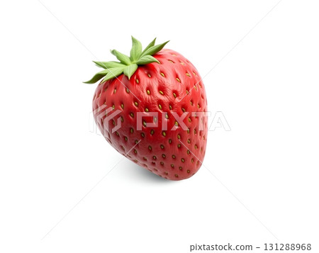 Ripe Red Strawberry with Green Calyx, Studio Shot 131288968