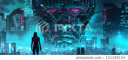 科幻藝術描繪了未來城市與機器人之間的對抗 131289134