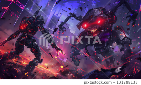 未來派機器人戰鬥場景 131289135