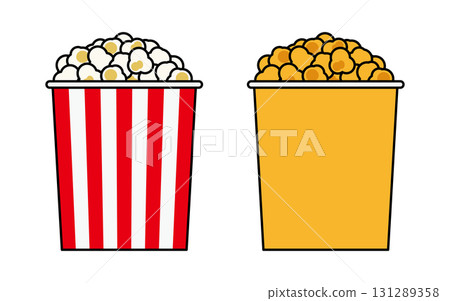Set of two types of popcorn illustrations Set of two types of popcorn illustrations 131289358