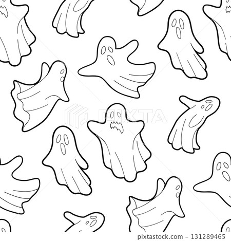 Halloween ghosts seamless pattern 131289465