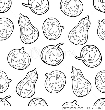 Vector pattern of Halloween pumpkins Vector pattern of Halloween pumpkins 131289469