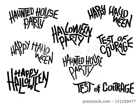 Halloween lettering set in blue-purple on black 131289477