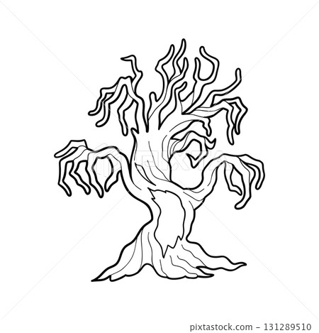 Halloween dry tree with evil face Halloween dry tree with evil face 131289510