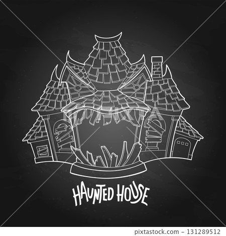 Halloween spooky haunted house 131289512