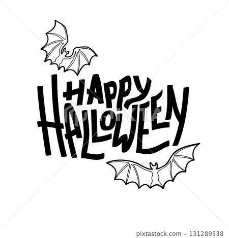 Happy Halloween inscription with bats 131289538