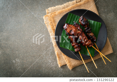grilled chicken liver skewer in Asian style grilled chicken liver skewer in Asian style 131290122