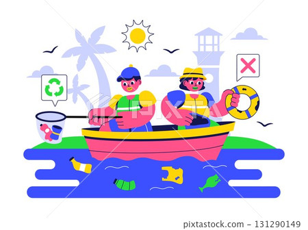 Ocean Cleanup Campaign Illustration Featuring Cleaning the Sea Beach from Trash and Garbage to Restore Nature and Promote Environmental Awareness Ocean Cleanup Campaign Illustration Featuring Cleaning the Sea Beach from Trash and Garbage to Restore Nature and Promote Environmental Awareness 131290149