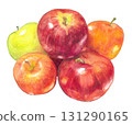 彩色蘋果的水彩插圖 131290165