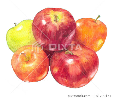 彩色蘋果的水彩插圖 彩色蘋果的水彩插圖 131290165