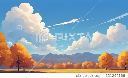 有山有雲的秋季風景 有山有雲的秋季風景 131290166