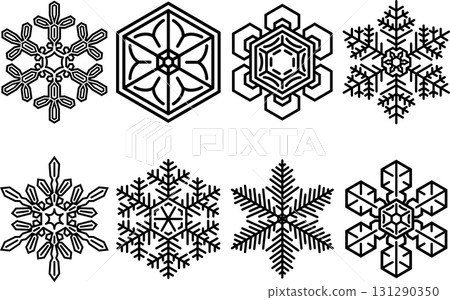 Simple and graphical snowflake set 131290350