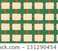 Hand-drawn green check pattern (orange, cream) 131290454