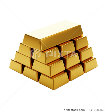 Isolate piles of gold bars are a powerful symbol of financial success and investment. This image reflects stability and wealth in business. 131290460