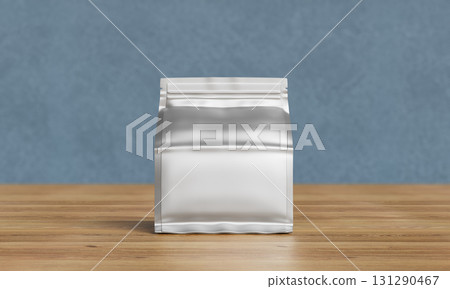 Aluminium Foil Package with Zipper Mock up. 3D Rendering. Aluminium Foil Package with Zipper Mock up. 3D Rendering. 131290467