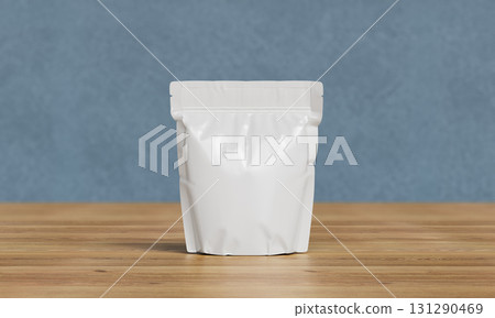 Aluminium Foil Package with Zipper Mock up. 3D Rendering.  131290469