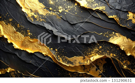 黑色背景上飾有金箔的奢華日式設計 131290631