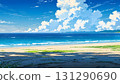 Emerald green sea, white sandy beach and blue sky 131290690