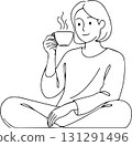 vector of woman sitting on the sofa 131291496
