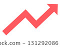 Vector illustration of a zigzag red rising arrow (single item) 131292086