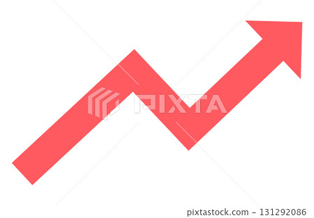 Vector illustration of a zigzag red rising arrow (single item) 131292086
