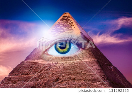 Eye of Providence at the top of the pyramid 131292335