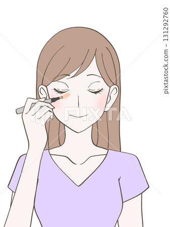 一位女士塗抹遮瑕膏的插圖 131292760